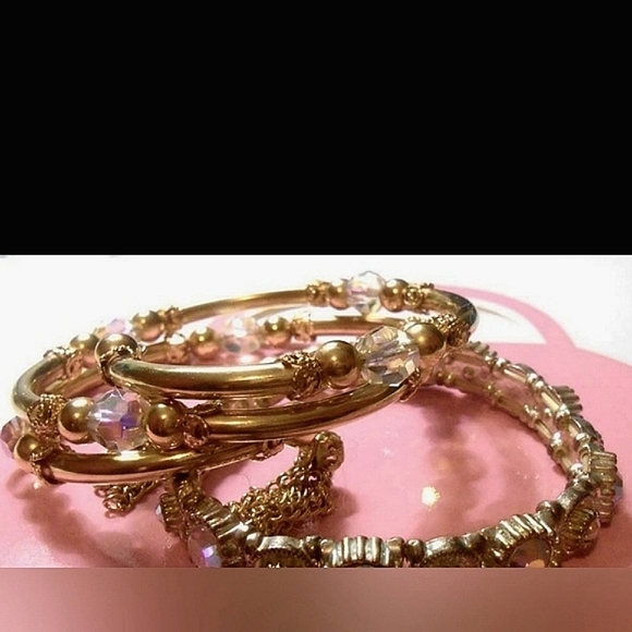 Gold Tassels Wire Wrap Tube Bead Vintage Bangle - Picture 13 of 13